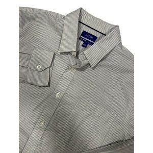 Apt 9 Premier Flex Mens Large Geometric Gray Spread Collar Button Up Shirt‎
